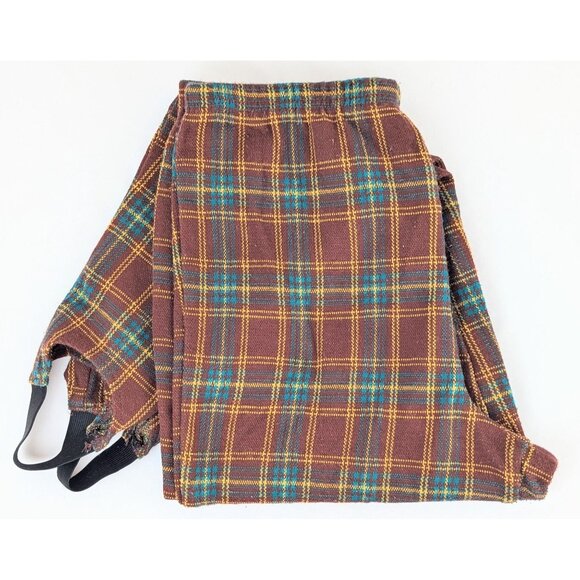 Vintage 1980s Womens Stretchy Stirrup Pants Elastic Pull-on Funky Brown Plaid - Picture 3 of 10
